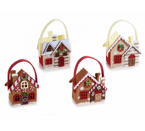 Set 8 borsette Natalizie decorative a forma di casette