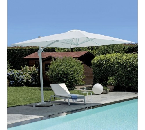 Ombrellone da giardino con palo laterale 3x4 bianco