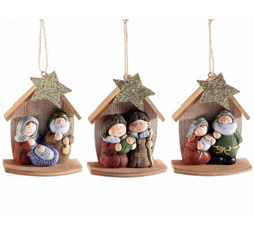 Decorazioni Natalizie da Appendere in Terracotta a Forma di Presepe 6 Pezzi