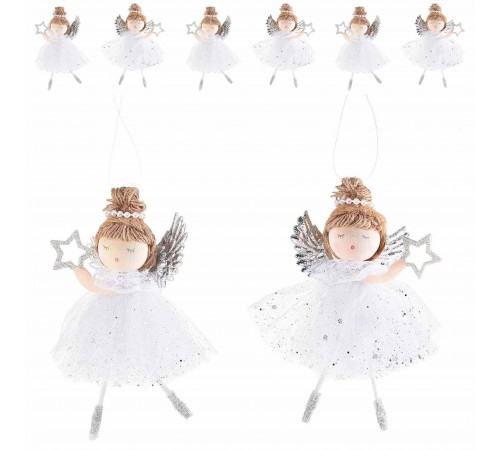 Angeli Natalizi da Appendere Decorazioni Albero di Natale Set 6 Addobbi 13 Cm