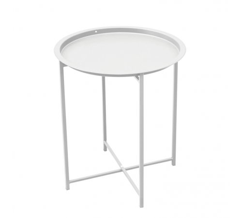 Tavolino d'appoggio per giardini e piscine rotondo in ferro antiruggine bianco 46 cm