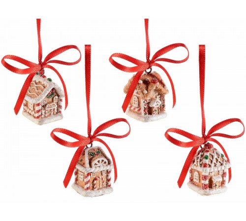 Palline per albero di Natale a forma di casetta marzapane set da 12 pezzi