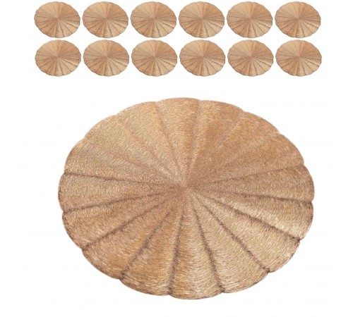 Tovagliette Sottopiatto Rotonde in Silicone Color Oro - Set da 12