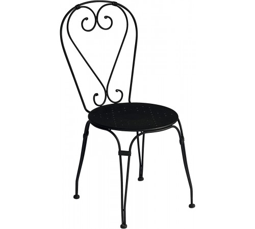 Set 4 sedie da giardino in ferro antiruggine nero con cuscini
