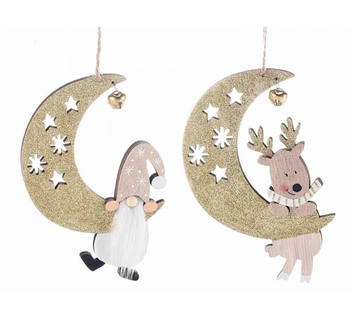 Decorazioni Natalizie da Appendere in Legno 12 Pezzi Altezza 15 Cm
