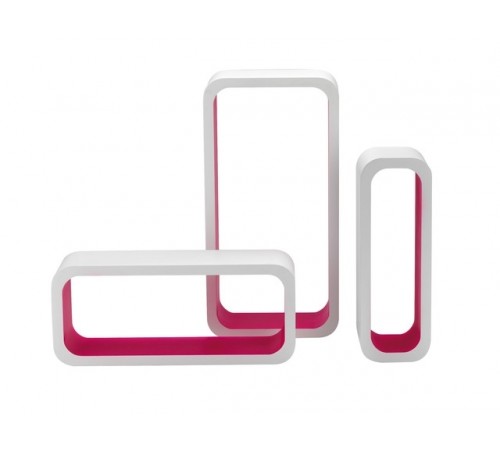 Set 6 mensole da parete moderne componibili bicolore bianche e fucsia