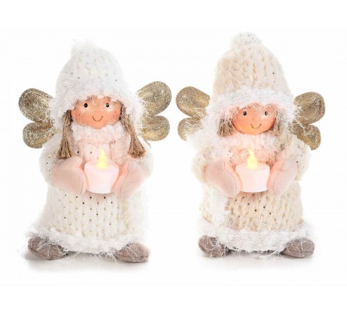 Angeli Natalizi in stoffa con candelina luminosa set da 2 Angioletti
