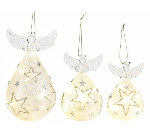 Angeli Natalizi in Vetro Luminosi da Appendere o Appoggiare Idea Regalo Set da 3