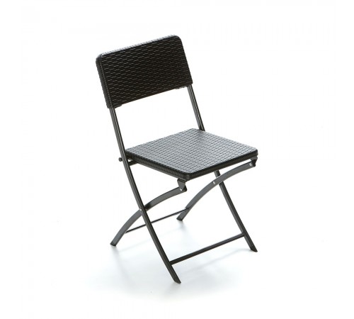 Set 4 sedie per bar e giardino pieghevoli effetto rattan color nero