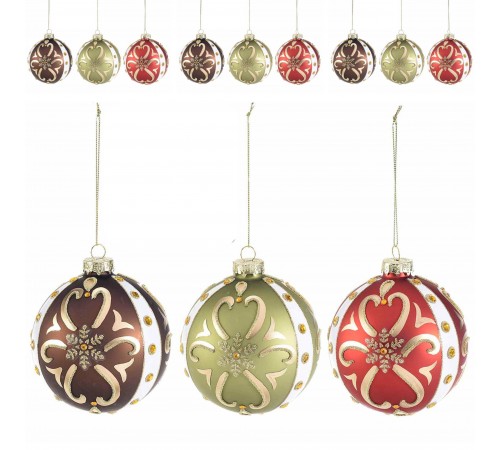 Palline di Natale in Vetro Colorato Addobbi Artigianali per Albero 12 Pezzi