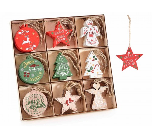 Palline Artigianali per Alberi di Natale In Legno 72 Pezzi