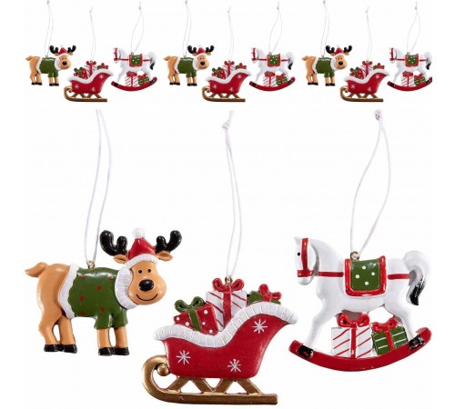18 Decorazioni per Albero di Natale - Renna, Slitta, Cavallo a Dondolo