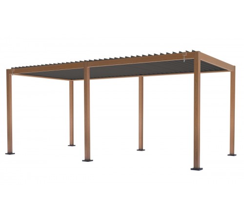 Pergola Bioclimatica Struttura Maggiorata in Alluminio Effetto Legno 3x6 Mt 
