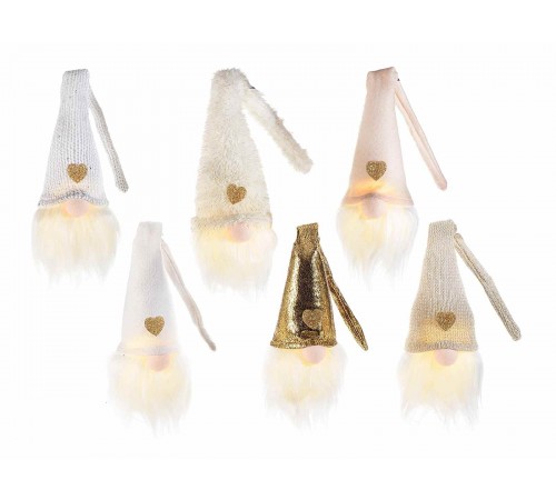 Babbo Natale da Appendere con Luci Led - Set da 6 Decorazioni