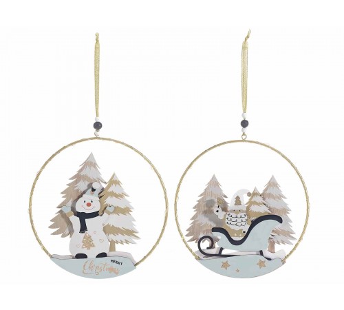 Ghirlande Natalizie in Metallo e Legno per Porta, Albero, Finestre Set da 4