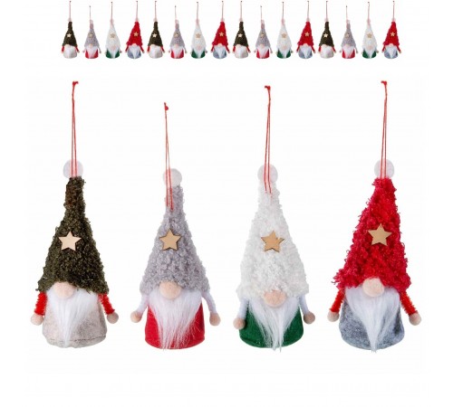 Decorazioni Natalizie da Appendere a Forma di Babbo Natale - Set 16 Pezzi