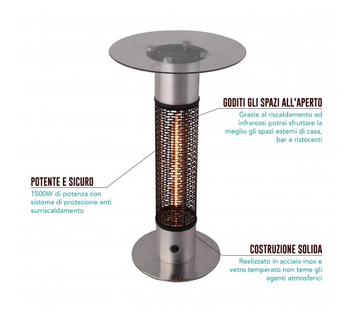 Tavolo bar e ristoranti con riscaldamento ad infrarossi integrato