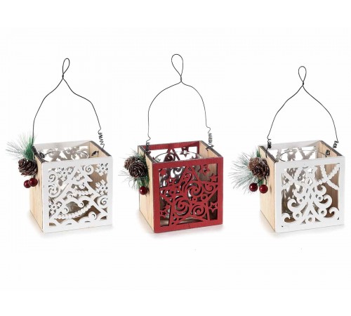 Contenitori Natalizi in legno portacandela con bicchiere in vetro set da 6 decorazioni Natalizie per la casa