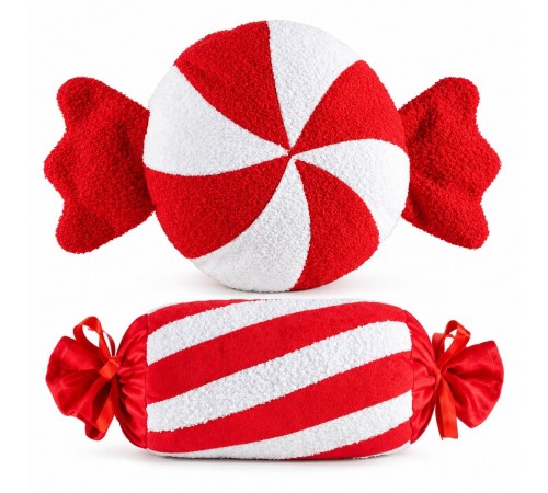 Set 2 Cuscini di Natale a Caramella in Velluto 48 cm, foto del prodotto su fondo bianco
