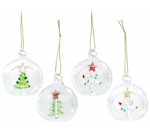 Palline in vetro per albero di Natale con decori interni - 16 pezzi, diametro 6 cm
