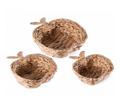 Set 3 Cestini a Forma di Mela Portafrutta Decorativi