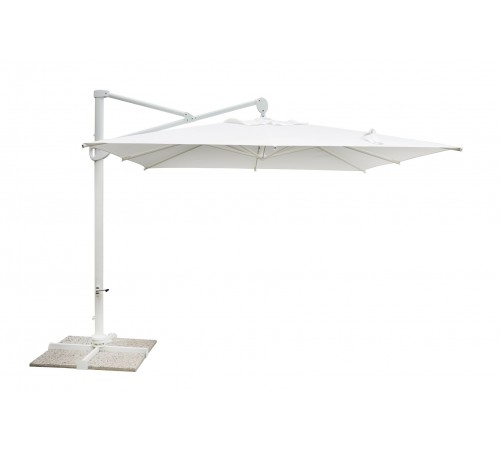Ombrellone professionale bar e giardino palo in alluminio bianco girevole telo idrorepellente