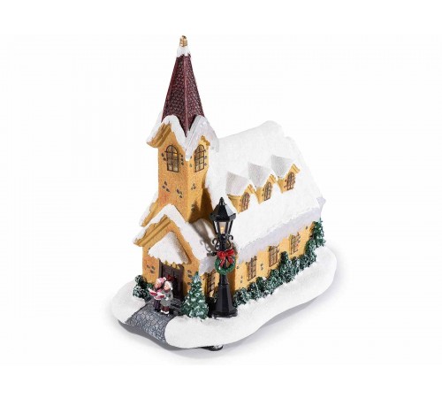 Decorazione Natalizia da Tavolo a Forma di Chiesa con Luci e Melodie Idea Regalo