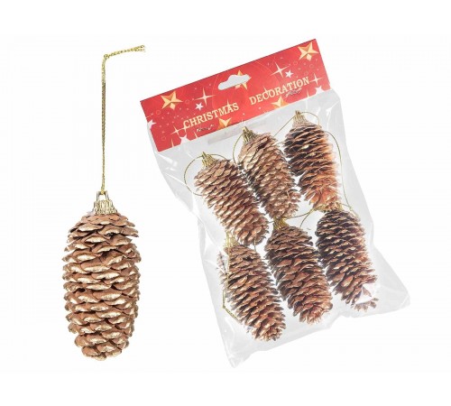 Pigne Natalizie Decorative da Appendere con Dettagli Dorati - 36 Pezzi