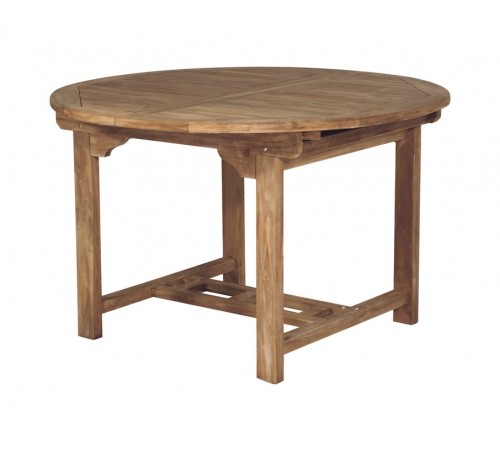 Tavolo per esterni in legno teak rotondo allungabile da 120 a 170 centimetri