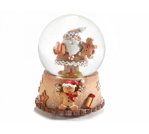 Carillon Natalizio a Forma di Palla di Neve con Babbo Natale, Omino Pan di Zenzero e Suoni Natalizi Idea Regalo