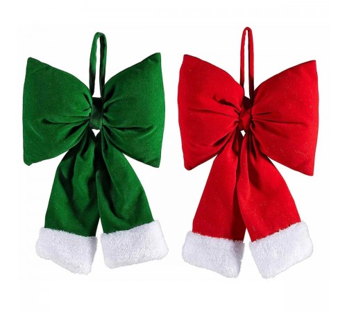 Set 12 Fiocchi di Natale in Velluto con Eco-Fur 28 cm