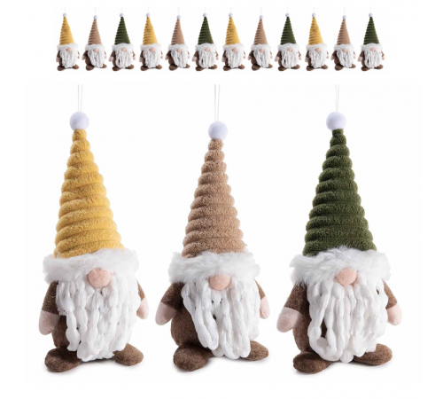 Set 15 Babbo Natale in panno con cappello da appendere o appoggiare - Addobbi per l'albero e la casa