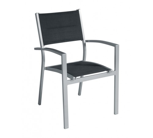 Set 4 sedie da giardino impilabili con seduta imbottita e struttura in alluminio