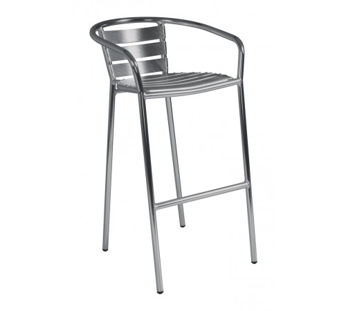 Set 4 sgabelli bar impilabili in alluminio con braccioli e schienale