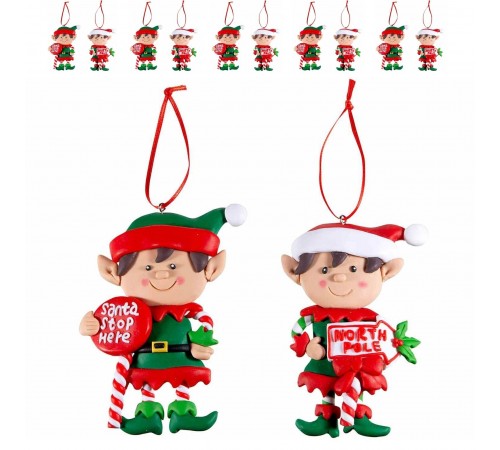 Decorazioni Natalizie da Appendere a Forma di Elfi di Babbo Natale - 10 Pezzi