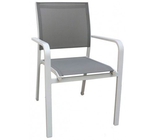 Set 4 sedie bar e giardino in alluminio con seduta in textilene grigio cenere