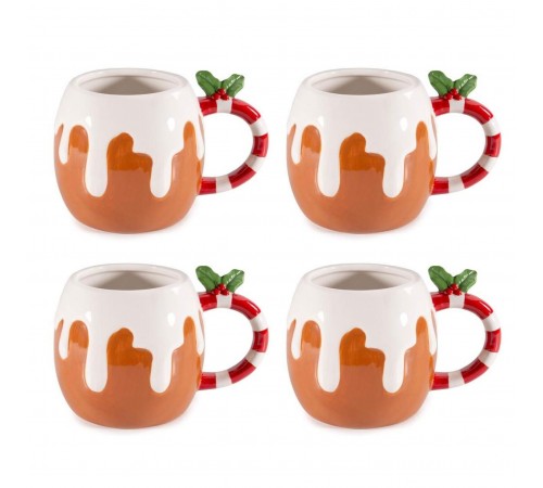 Tazze da Colazione con Manico a Forma di Bastoncino di Zucchero - Set da 4