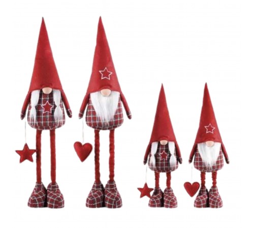 Babbo e Mamma Natale da Vetrina con Gambe Allungabili - Set da 2