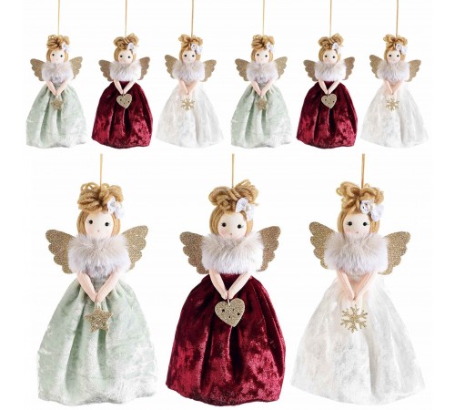 Angioletti da Appendere con Abito in Eco Pelliccia Decorazioni Albero di Natale