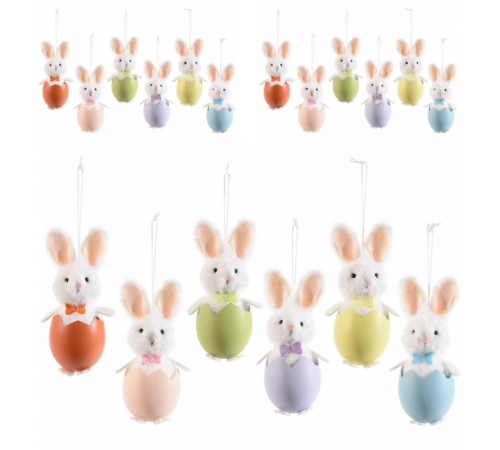 Decorazioni Pasquali da Appendere a Forma di Conigli 12 pz