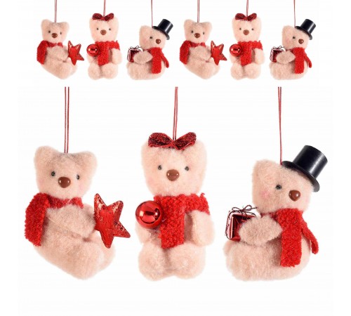 Orsetti Natalizi da Appendere Decorazioni Albero di Natale, Casa e Vetrine 6 Pz