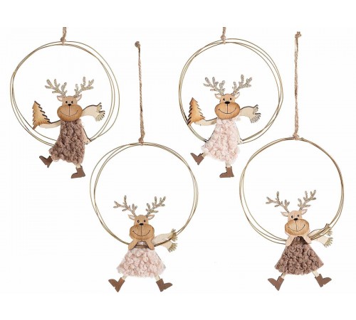 Decorazioni Natalizie da appendere con renne set da 8 addobbi