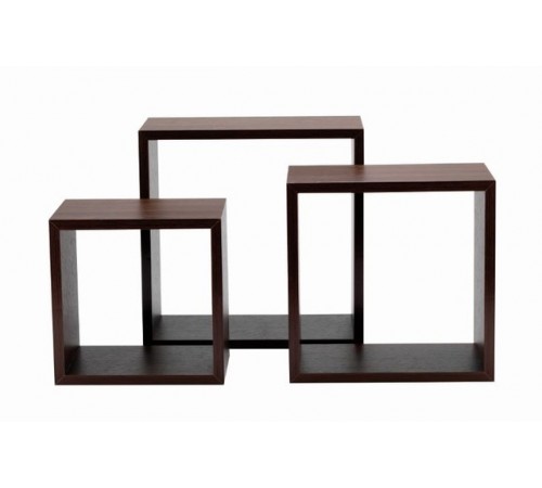 Set 6 mensole da parete quadrate moderne color wenge