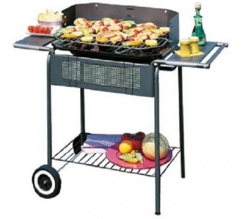 Barbecue a carbonella con carrello e struttura in acciaio
