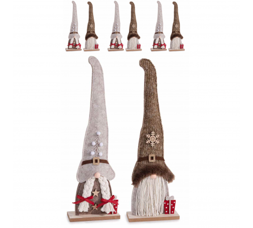 Babbo e Mamma Natale decorativi in panno - Set da 6 decorazioni per la casa