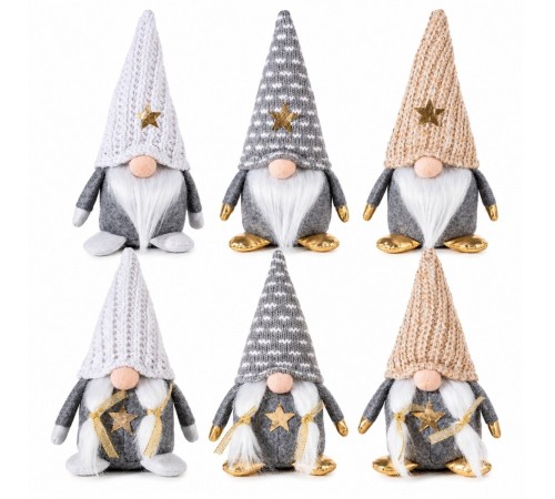 Set 6 Gnomi di Natale in Stoffa 19 cm Babbo e Mamma
