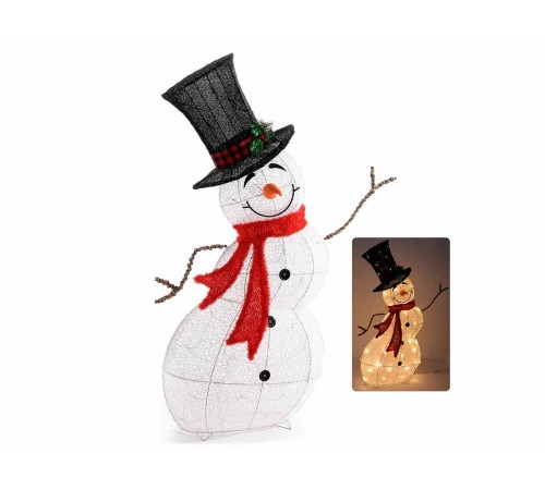 Pupazzo di neve con luci per decorare casa e negozi
