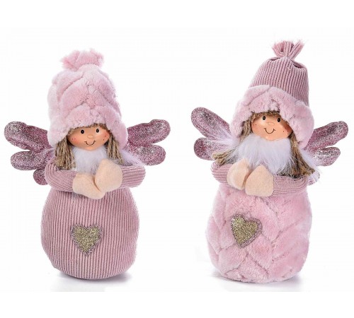 Set due angioletti Natalizi in peluche da appoggiare decorazione per vetrine negozi e casa