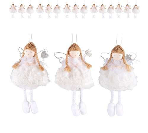 Angeli da Appendere con Abito in Pizzo - Set 12 Decorazioni per Casa e Natale