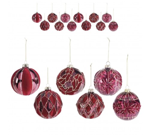 Palline per Albero di Natale Artigianali in Vetro e Velluto - 12 Pezzi , 8 Centimetri